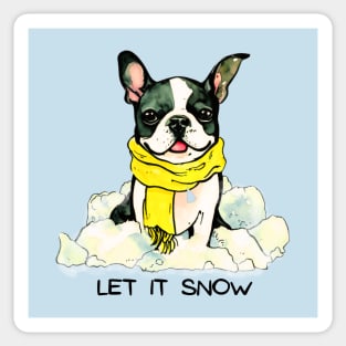 LET IT SNOW - Boston Terrier Sticker